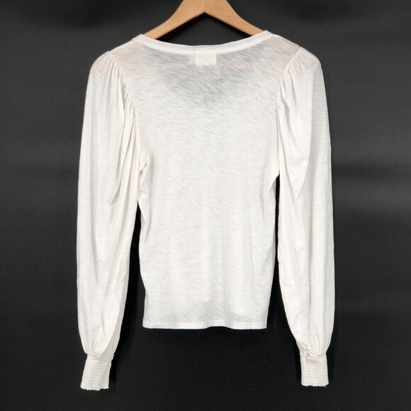 Nation LTD Women's Puff Sleeve Pima Cotton Blouse XS White Regency Heritage - Picture 2 of 10